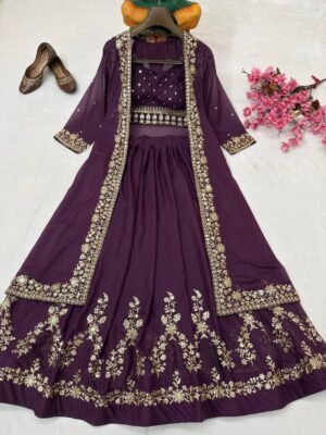 Alternative view of stitched AK 227  Newly Launched Premium- INDOWESTERN LEHENGA CHOLI SET