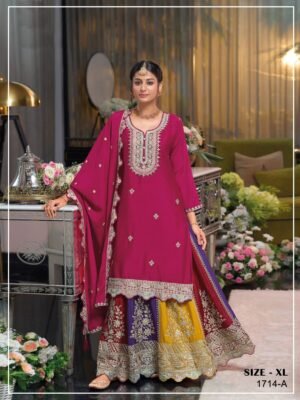 Alternative view of STITCHED Heavy Chinon with Embroidery Multi & 3mm Mat Squence work + (Zarkan Work