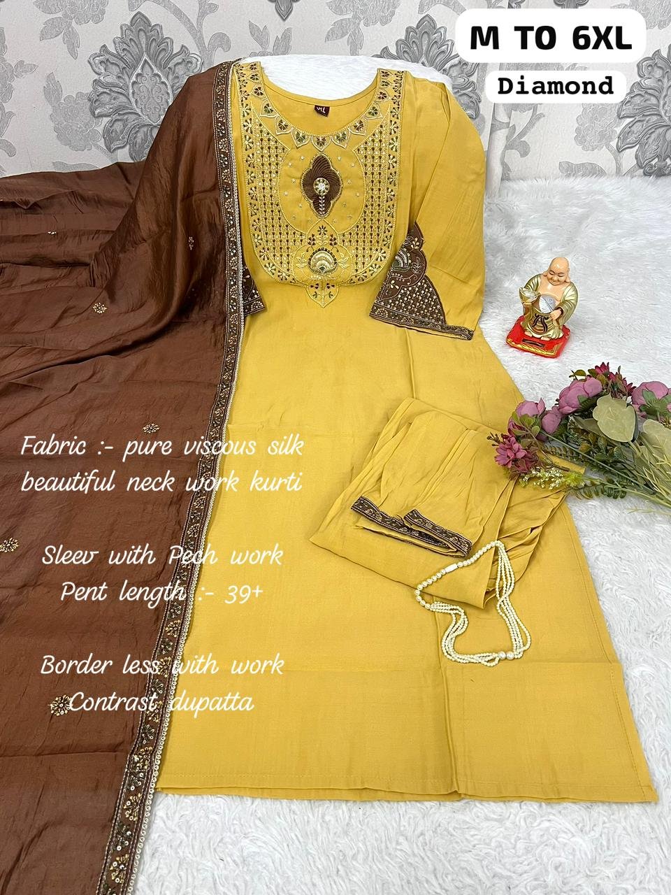 stitched Experience elegance with our premium Banana Silk Kurti Pant Dupatta Set, designed for festive flair and timeless charm. - Image 3
