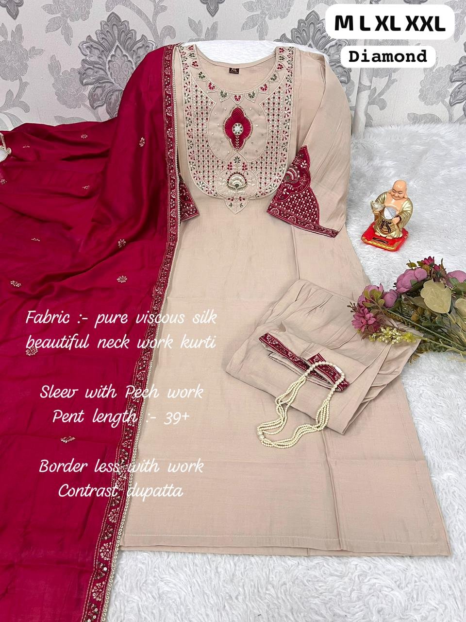 stitched Experience elegance with our premium Banana Silk Kurti Pant Dupatta Set, designed for festive flair and timeless charm.