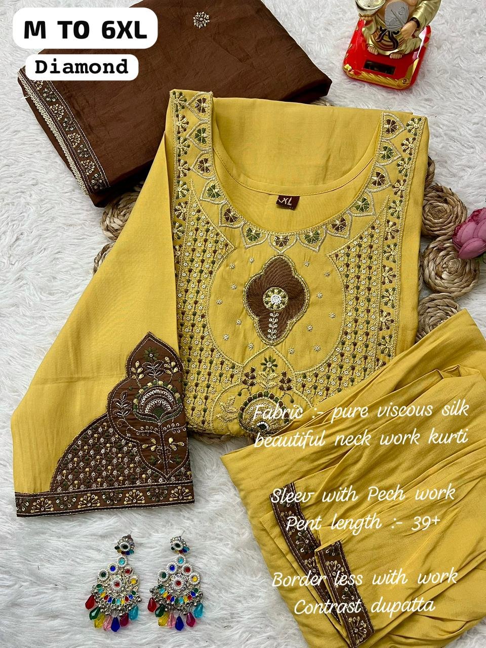 stitched Experience elegance with our premium Banana Silk Kurti Pant Dupatta Set, designed for festive flair and timeless charm. - Image 4