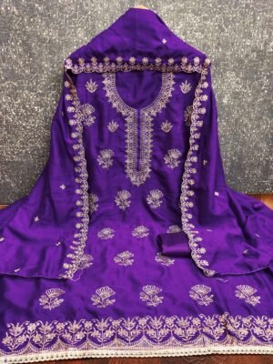 Alternative view of semi stitched VICHITRA  SILK WORK(2:25)  SANTOON (2)   VICHITRA SILK EMBRUDERY WORK (2:10)