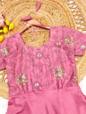 Alternative view of stitched gown 2211 GM GOWN  Jari Embroidery work for the yoke With beautiful Threads And details Fine Thread Embroidery  That Look's Rich And Elegant A Perfect Outfit For Celebration & Parties