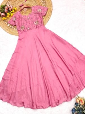 stitched gown 2211 GM GOWN  Jari Embroidery work for the yoke With beautiful Threads And details Fine Thread Embroidery  That Look's Rich And Elegant A Perfect Outfit For Celebration & Parties