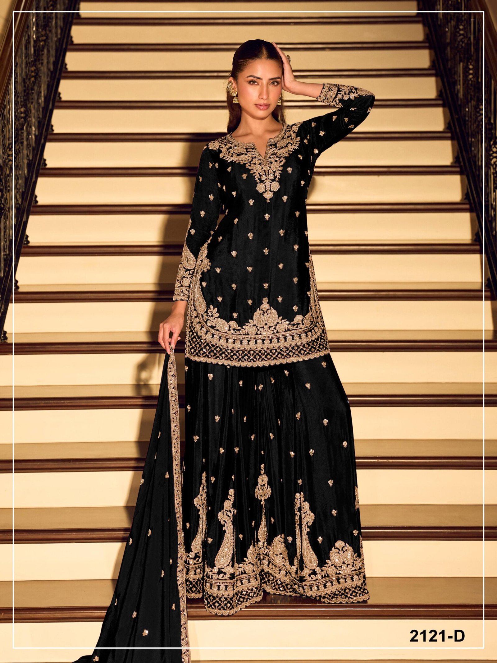 semi stitched SAYURI KANCHAN GOLD BEADS COLLECTION DESIGN NO : 2121 - Image 3