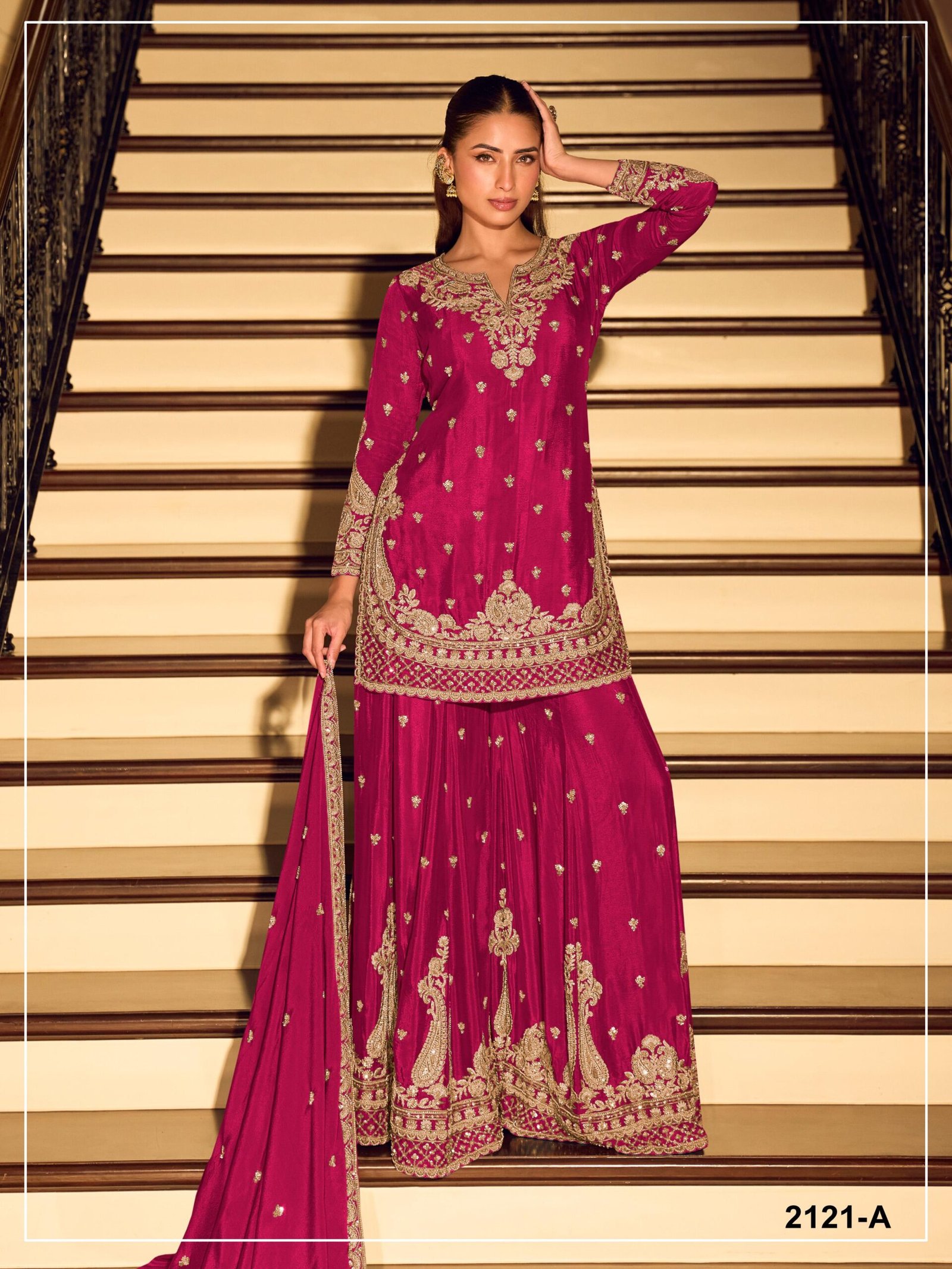 semi stitched SAYURI KANCHAN GOLD BEADS COLLECTION DESIGN NO : 2121 - Image 7