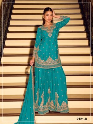 semi stitched SAYURI KANCHAN GOLD BEADS COLLECTION DESIGN NO : 2121