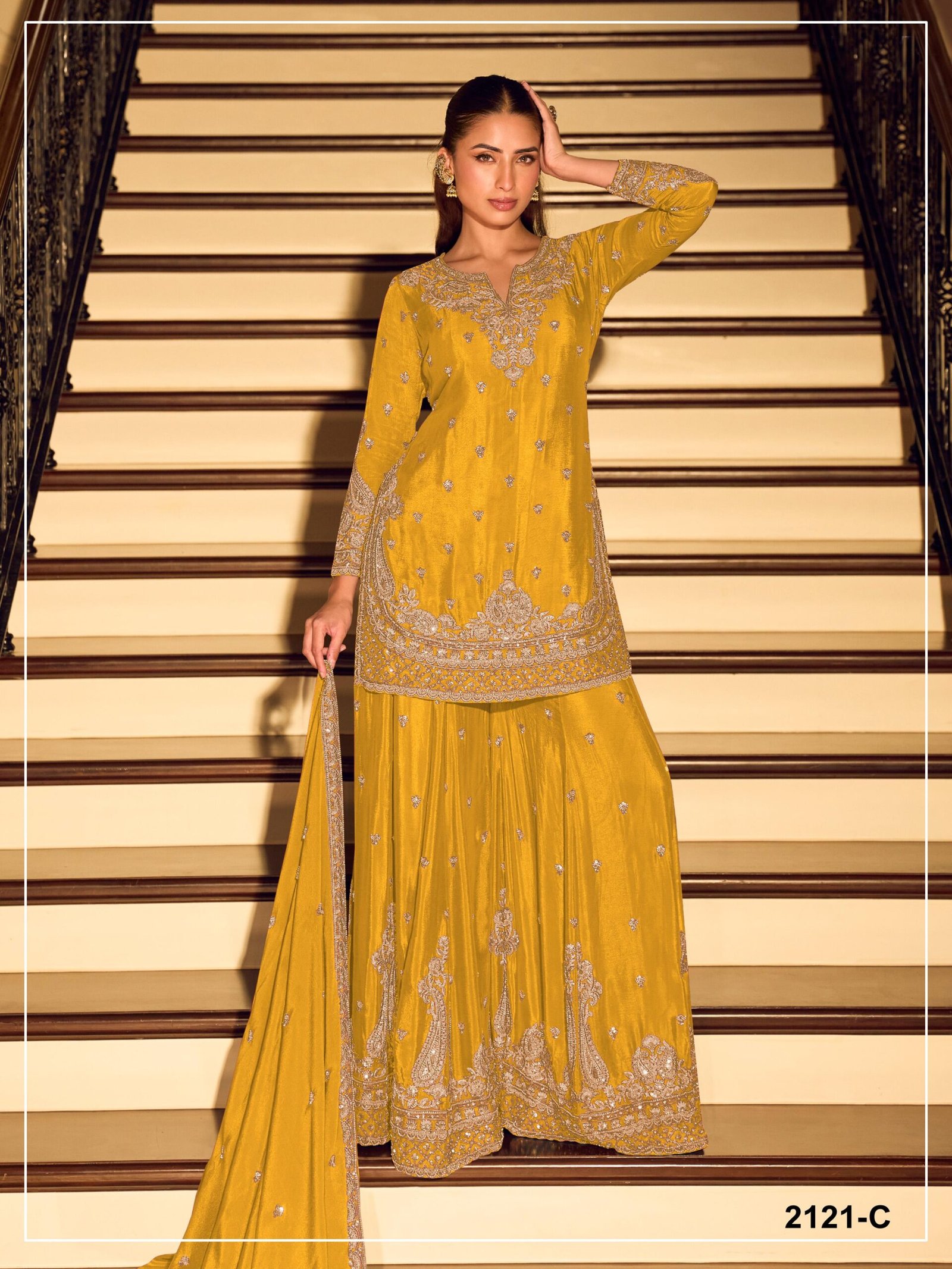 semi stitched SAYURI KANCHAN GOLD BEADS COLLECTION DESIGN NO : 2121 - Image 5
