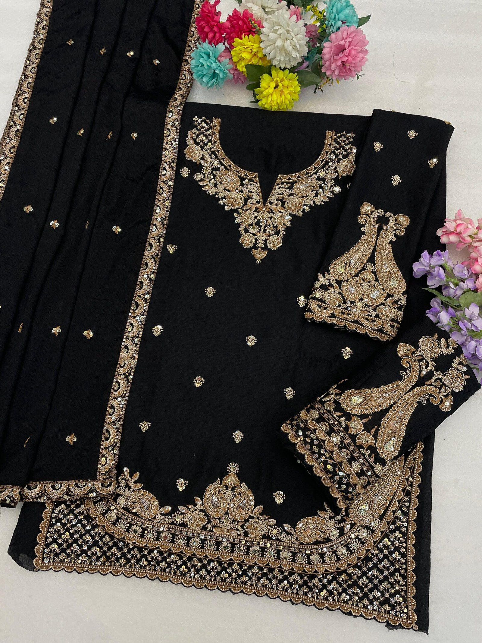 semi stitched SAYURI KANCHAN GOLD BEADS COLLECTION DESIGN NO : 2121 - Image 4
