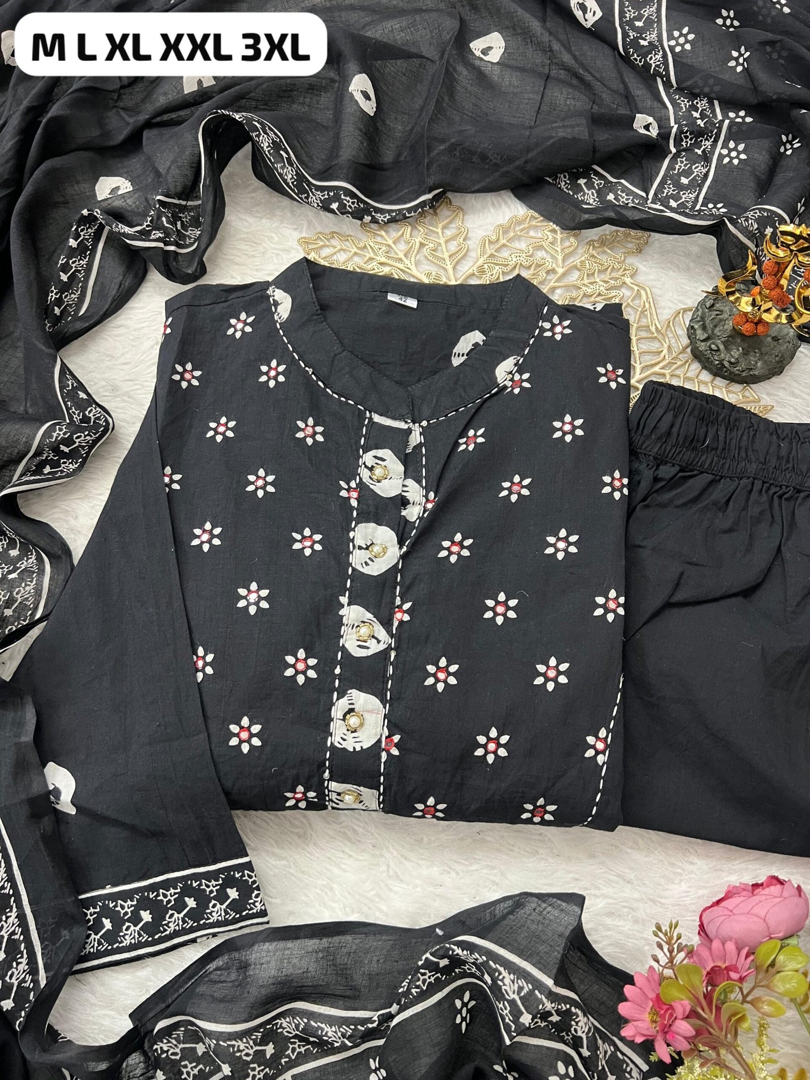 stitched New Arrival: Stunning Bandhani Anarkali Set Elevate your ethnic wardrobe with this beautiful and breezy 3-piece suit set. - Image 2
