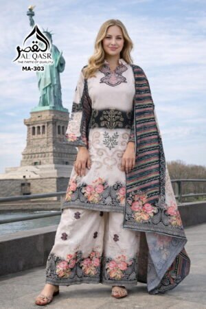 Alternative view of stitched AK-QASR D. NO  303  TURKISH CORD-SETS COLLECTION WITH DUPATTA