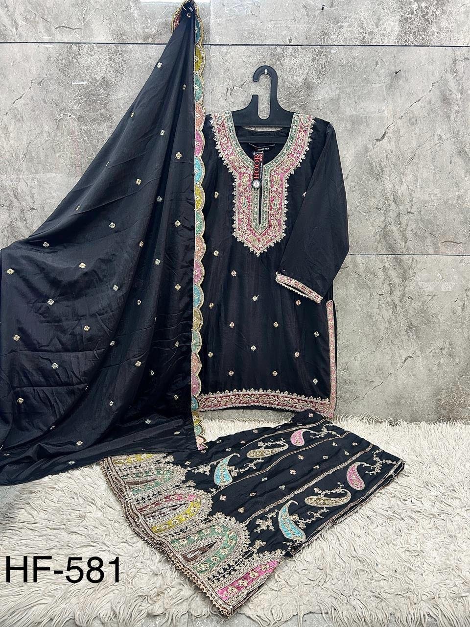 stitched New Catalogue in pakistani... *Full Stitched * HF-581,A To D - Image 4