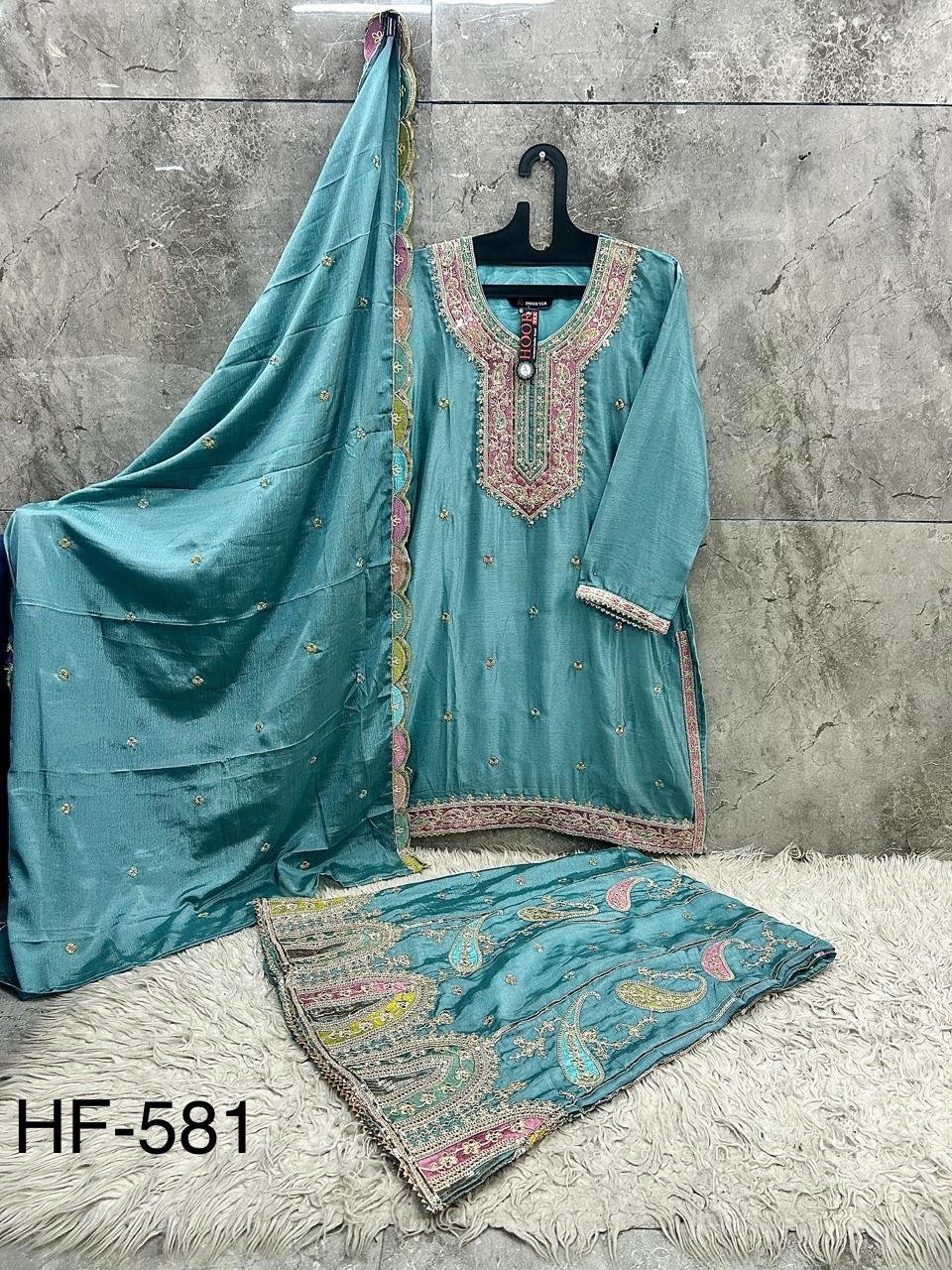 stitched New Catalogue in pakistani... *Full Stitched * HF-581,A To D - Image 8