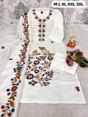 stitched Launching New Designers Kurti Pent Dupatta Set