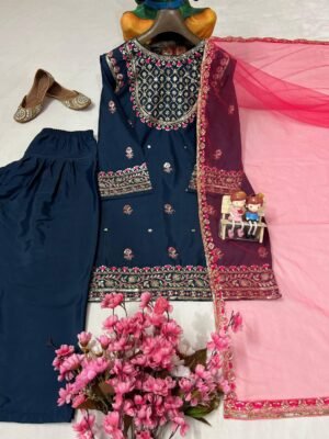Alternative view of stitched AK 1390  ENHANCE THE BEAUTY OF YOUR WARDROBE WITH THIS NEWLY LAUNCHED KURTI-FARSHI PLAZZO SET
