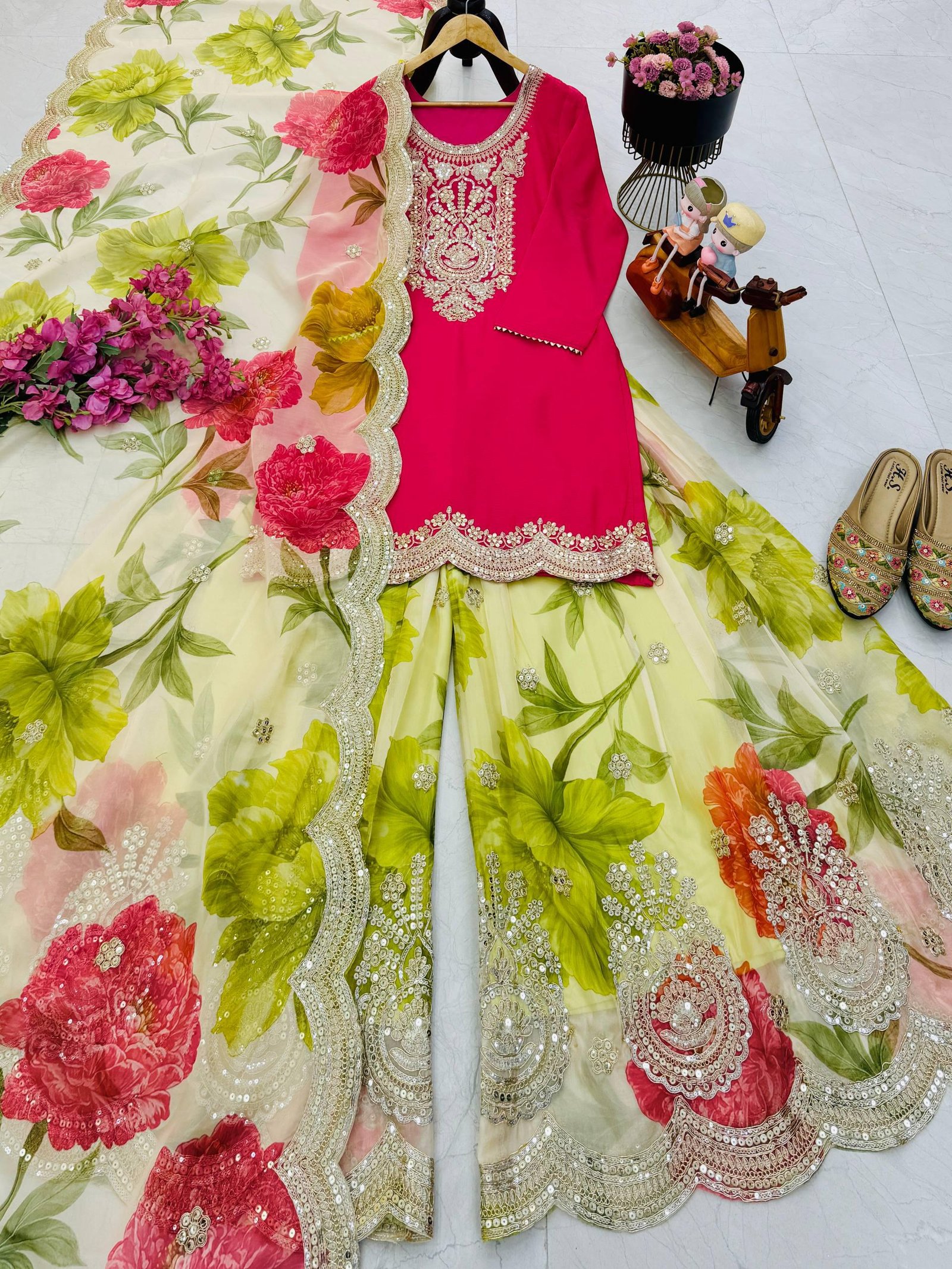stitched AK-Series New Designer Party Top Pallazo & Dupatta Set CODE:-AK-8011 - Image 2