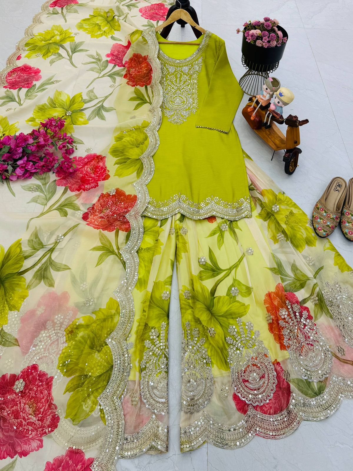 stitched AK-Series New Designer Party Top Pallazo & Dupatta Set CODE:-AK-8011 - Image 4