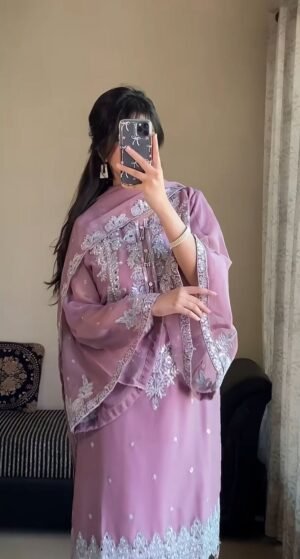stitched PRESENTING 3 PIECE STYLISH KURTI DUPATTA WITH BEAUTIFUL PLAZZO