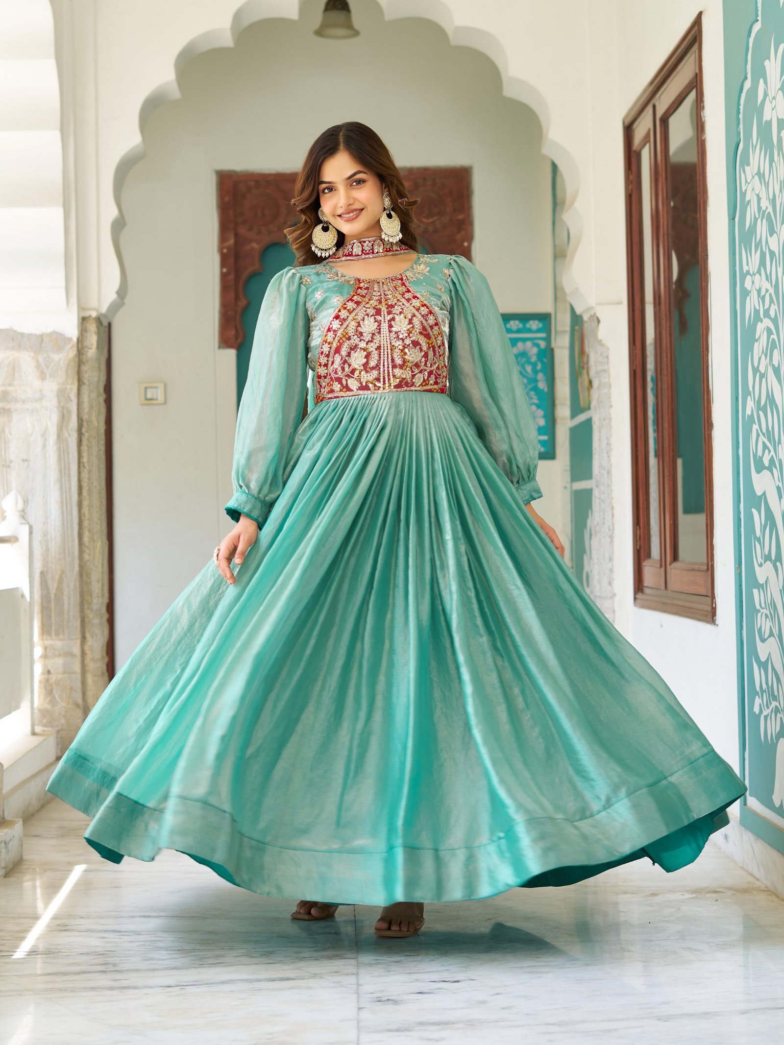 stitched Product code:- AK - 146 AK Creation is Launching New Festival Long Gown & Duptta - Image 3
