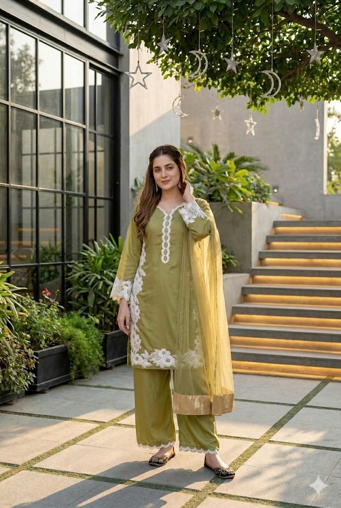 stitched NEW COLOUR ADDED DESIGNER HEAVY TOP PLAZZO SUIT SET CODE :-AK:-213 - Image 5