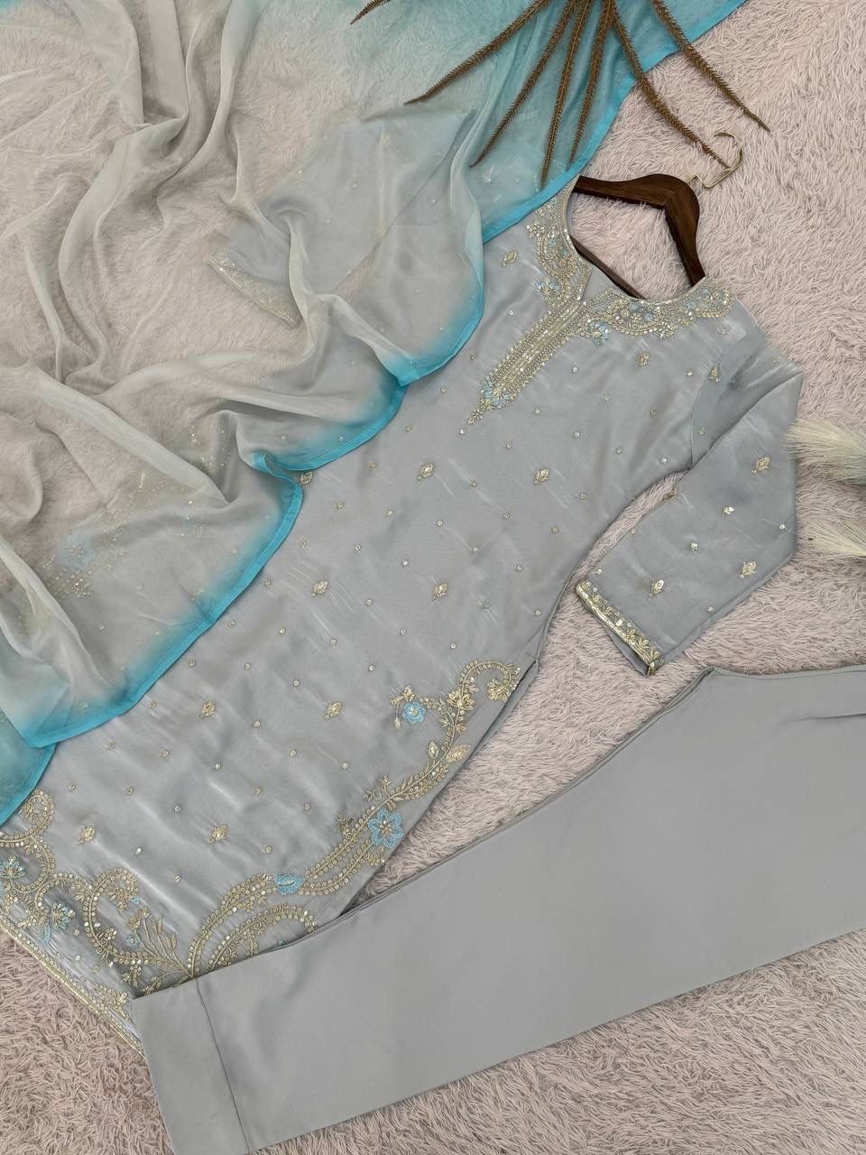 stitched *AK-629* UPCOMING NEW READY TO WEAR COLLECTION 3 PIECE KURTI WITH BEAUTIFUL DUPATTA AND BOTTOM - Image 2