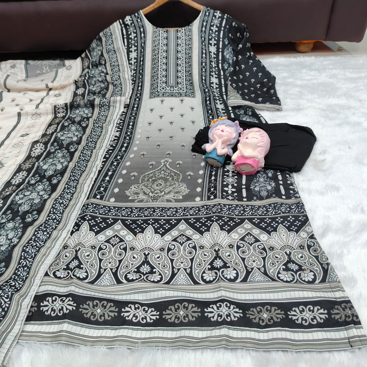 stitched Today We are Launching Exclusively Festive & Party Wear Heavy Muslim simmer With Heavy Digital Print With lace works Top-Bottom And Dupatta Set Fully Stitched Ready To Wear - Image 2