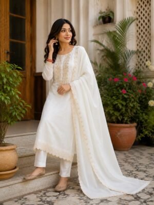 stitched SHIVAM COLLECTION PRESENT.....   MALAIKA     TOP FABRIC : PURE VISCOSE JACQUARD WITH SEQUENCE CODING EMBROIDERY WORK