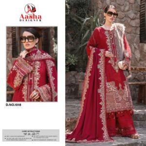 semi stitched RESTOCK HIT DESIGN  AASHA DESIGNER  MARIYA B LAWN  Design No - 1018