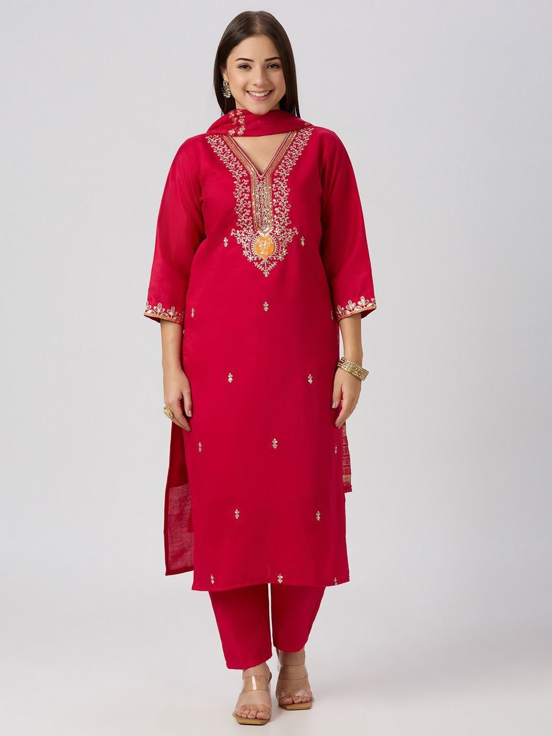 stitched NEW LAUNCHING New Designers Kurti Pent Dupatta Set Vatican Silk with Beautiful Embroidery With Sequence Work
