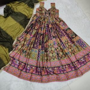 Alternative view of stitched Elevate your festive wardrobe with this breathtaking Chinon gown, perfectly blending traditional artistry with contemporary elegance. This set is an ideal choice for weddings, receptions, and grand celebrations
