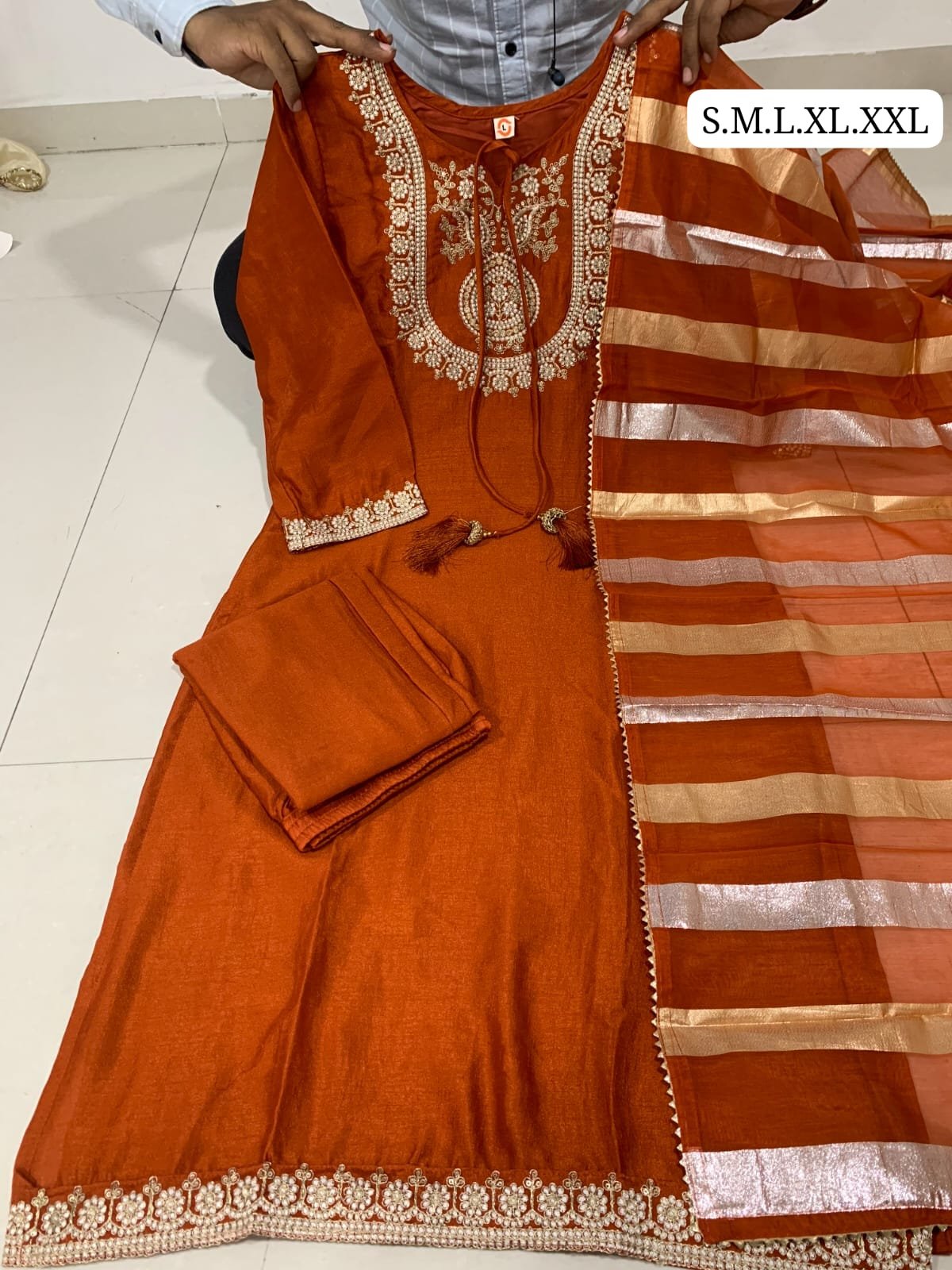 stitched Launching New Designer Embroidery Top-Dupatta and Full Stiched Bottom - Image 2
