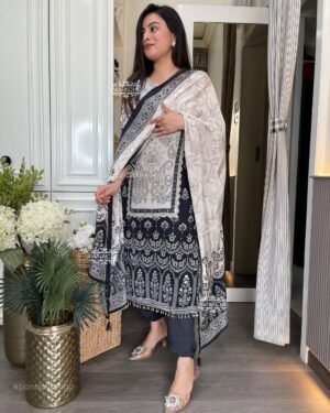 stitched DESIGNER WEAR TRENDING  TOP WITH PRINTED WORK WITH DAIMAND WORK WITH PANT AND DUPATTA