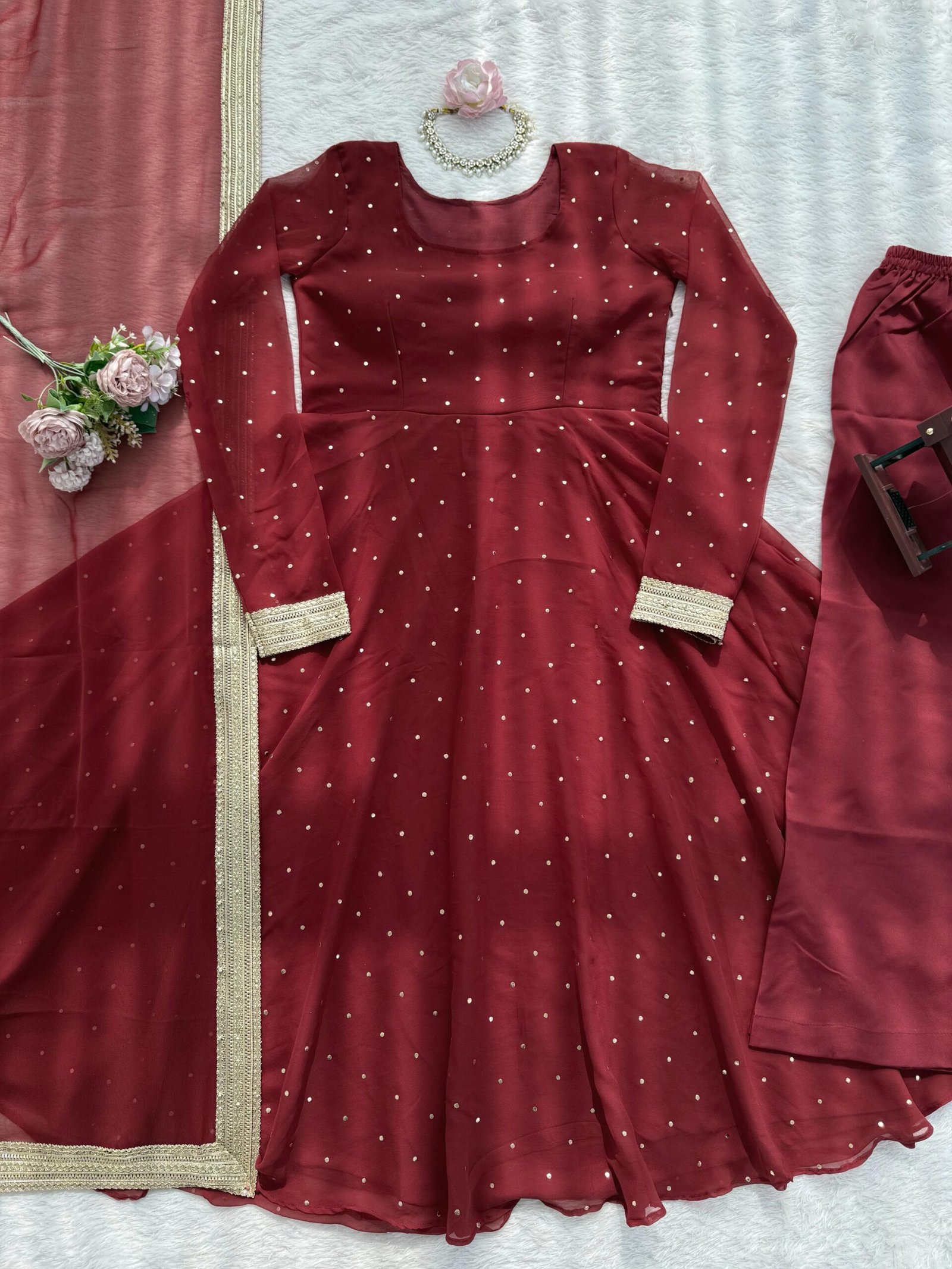 stitched Designer Gown Set – Elegant Ethnic Wear Crafted in Classy Tones with Premium Fabric & Detailing Style Code:-AK-1553 - Image 2