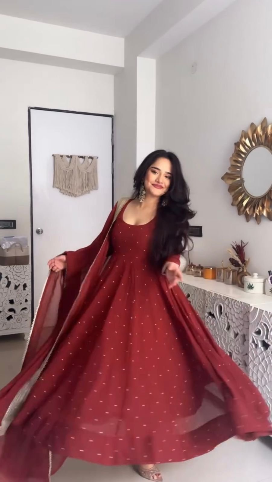 stitched Designer Gown Set – Elegant Ethnic Wear Crafted in Classy Tones with Premium Fabric & Detailing Style Code:-AK-1553