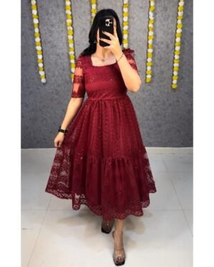 stitched Mox Launching beautiful flower-embroidery sequence work frocks to make your princess look even more cute and pretty.
