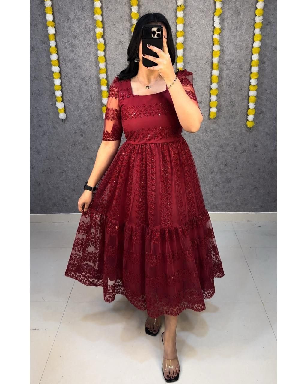 stitched Mox Launching beautiful flower-embroidery sequence work frocks to make your princess look even more cute and pretty.