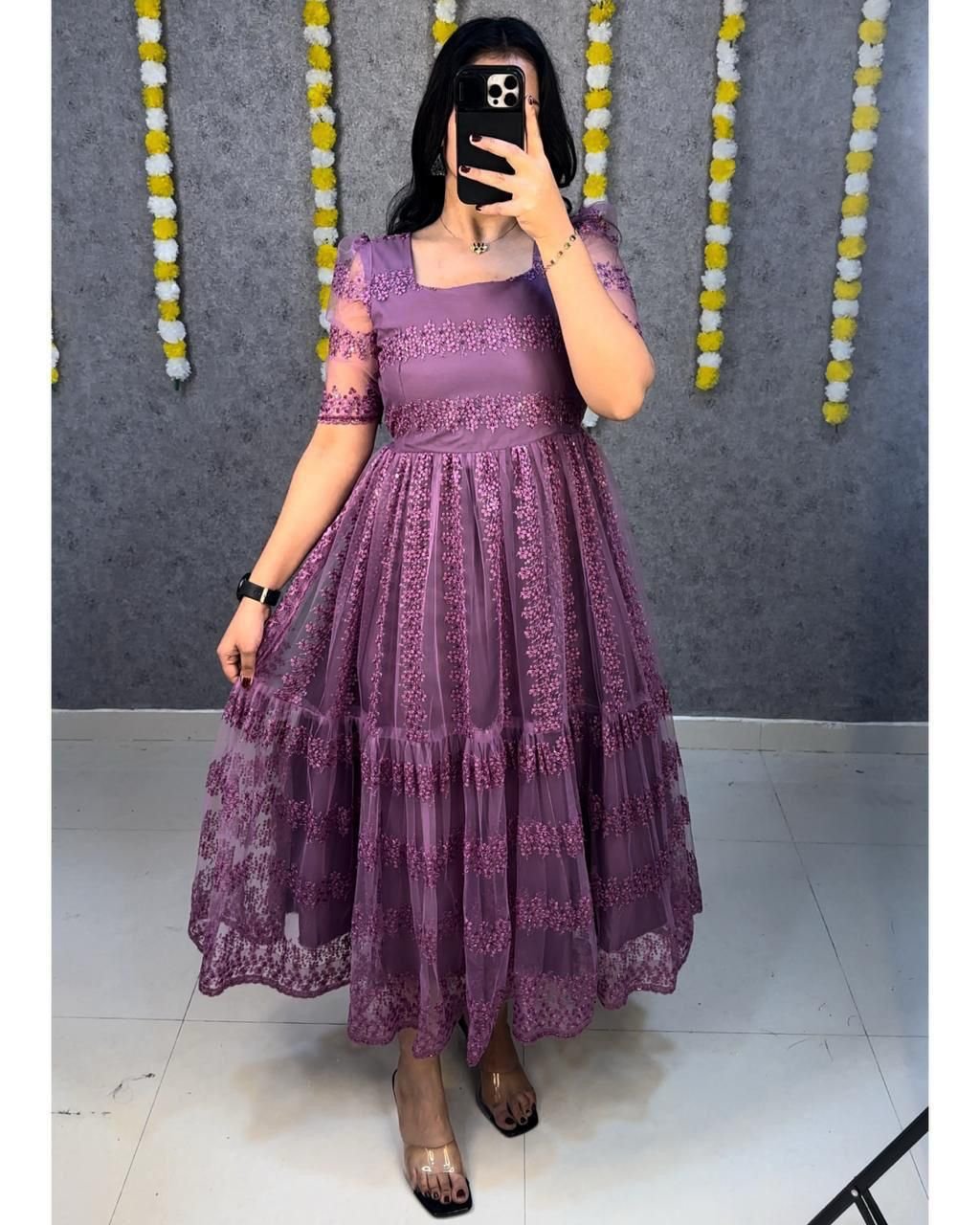 stitched Mox Launching beautiful flower-embroidery sequence work frocks to make your princess look even more cute and pretty. - Image 7
