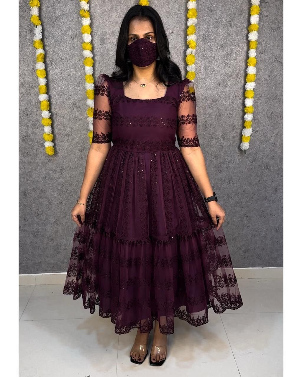 stitched Mox Launching beautiful flower-embroidery sequence work frocks to make your princess look even more cute and pretty. - Image 5