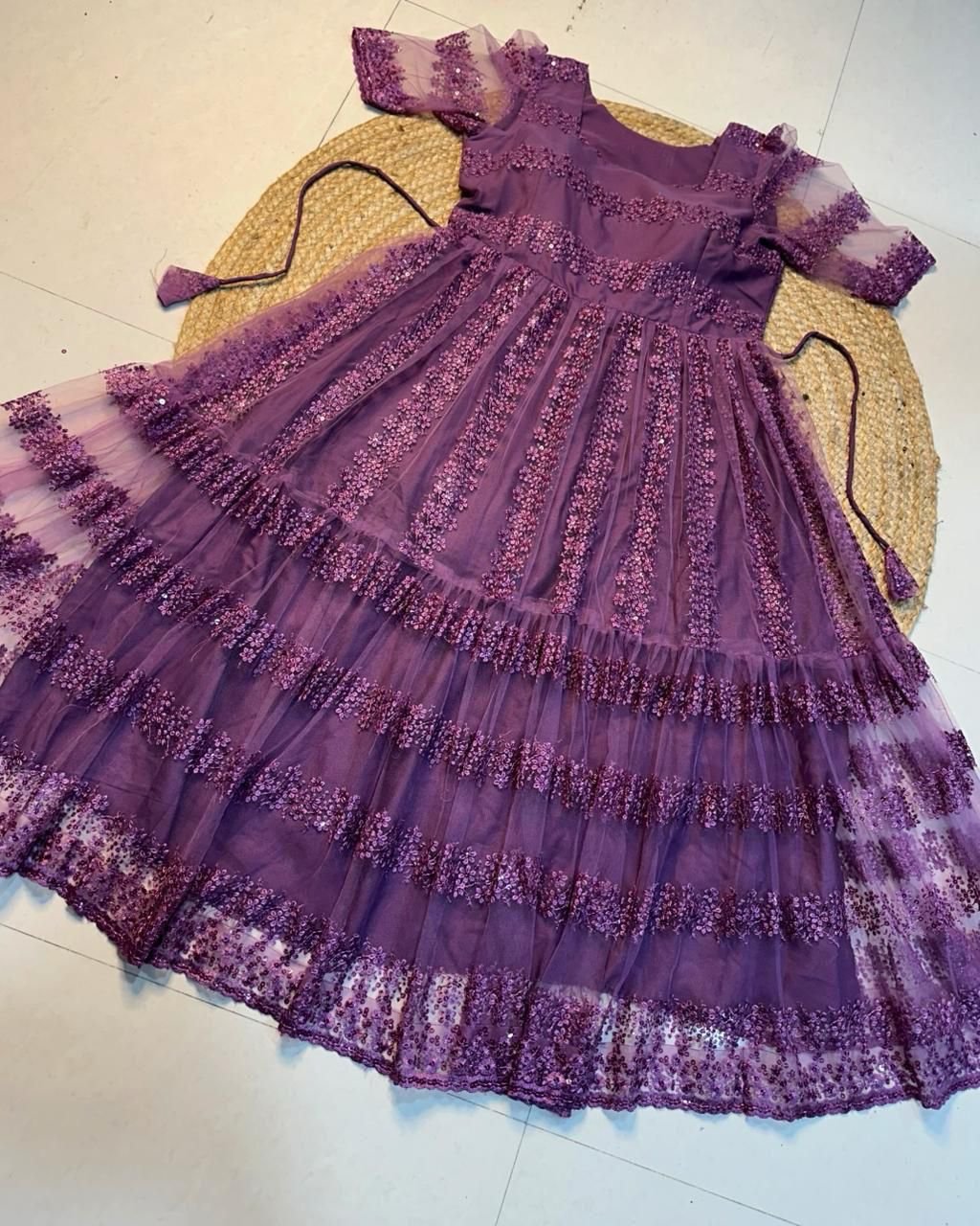 stitched Mox Launching beautiful flower-embroidery sequence work frocks to make your princess look even more cute and pretty. - Image 8