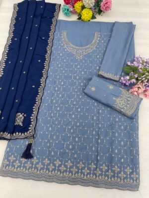 Alternative view of semi stitched DESIGN NO : 3116 Heavy Chinon with Heavy Embroidery Work With 3mm Sequence