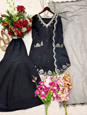 Alternative view of stitched Launching New Design Trending Roman Silk(Top&Plazzo&dupatta)* Reddy To Wear Look Design*