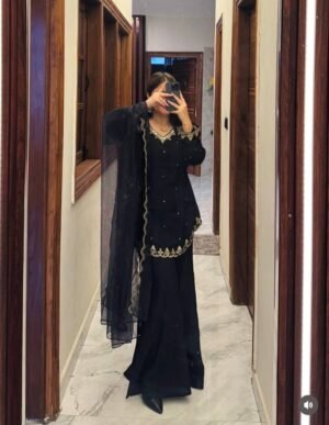 stitched Launching New Design Trending Roman Silk(Top&Plazzo&dupatta)* Reddy To Wear Look Design*
