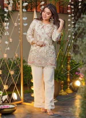 stitched SHIVAM COLLECTION PRESENT.....   WOMEN'S HEAVY CREPE SILK CO-ORD SET'S  SC1006