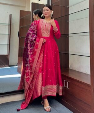stitched NEW ARRIVALS SUMMER SPECIAL AKSHARA ANARKALI CODE:- AKSHARA   Anarkali Flared Kurti Pant Dupatta Set