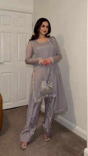stitched Presenting New Designer Collection In Faux Georgette With Embroidery Work Top-Bottom And Dupatta Set Fully Stitched Ready To Wear    AK-5263