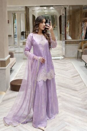 stitched AK-Series New Designer Party Top Pallazo & Dupatta Set CODE:- AK-8009