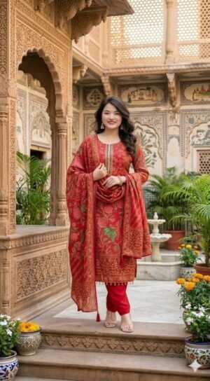stitched Step into Timeless elegance with this exquisite A Premium Muslin kurti set With Full Handwork Nack , Designed to make you stand out at any festive or Celebratory Occasion. Crafted from luxurious silk, the kurti features a graceful flare that flows beautifully, creating a regal and sophisticated look silhouette. The intricate detailing on the yoke adds a Touch of Traditional charm, while the Premium Muslin fabric ensures all-day comfort.