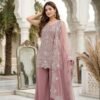 stitched NEW COLOUR ADDED   PARTY WEAR DESIGNER 3 PIS SUIT COLLECTION  CODE :-AK-203