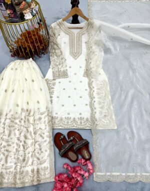 Alternative view of stitched PREMIUM DESIGNER READYMADE TOP PLAZZO COLLECTIONS  Launching New  Đěsigner Party Wear Look Pur GMY SILK Top Plazzo & Dupatta Set Code:-PD1139