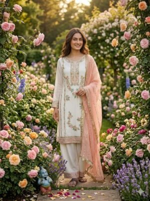 stitched Launching New  Đěsigner Party Wear Look Pur Gimmy Chu Top Plazzo & Dupatta Set   Code:-AK220